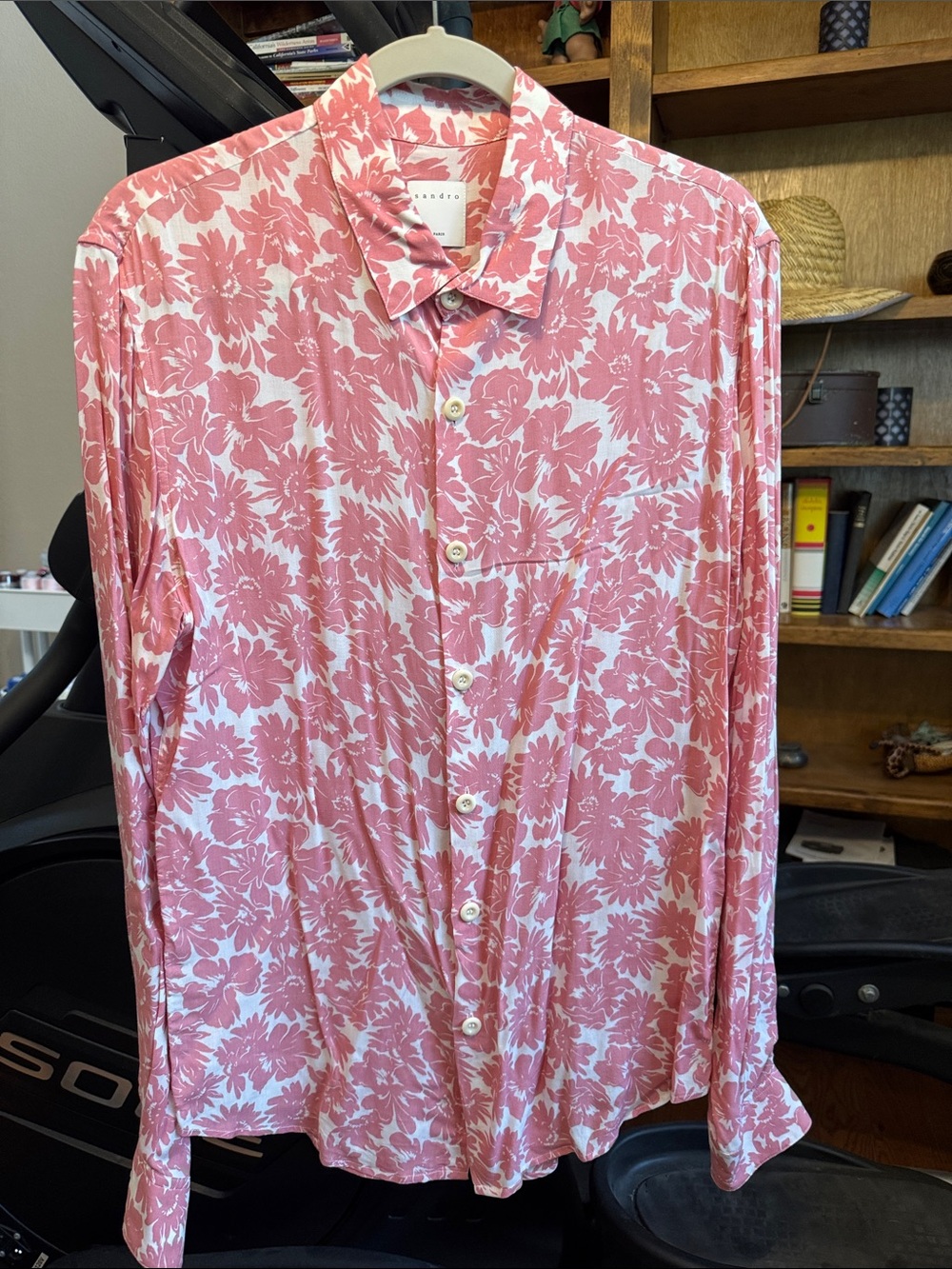 Sandro 100% Sulk Pink Floral Button-Up Shirt